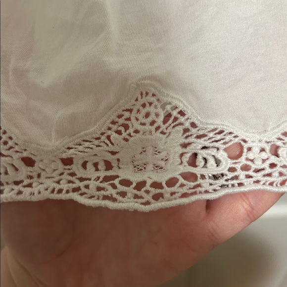 Express White Lace Trimmed Ruffle Top - Picture 3 of 3